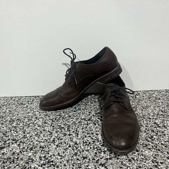 Frye Mens Sam Leather Lace Up Brown Oxford Dress Shoes Size 9.5 Cap Toe - Picture 1 of 8